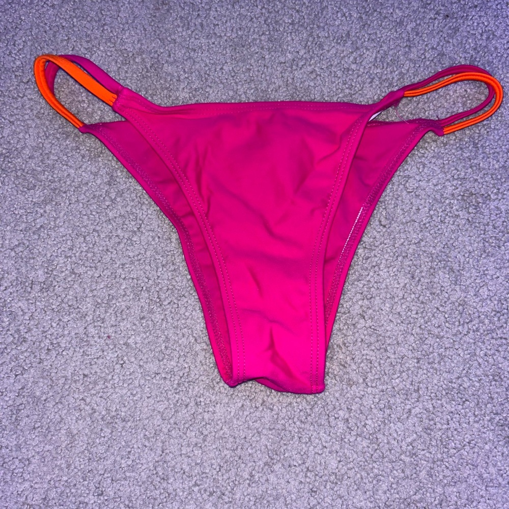 pink and orange string bikini bottom